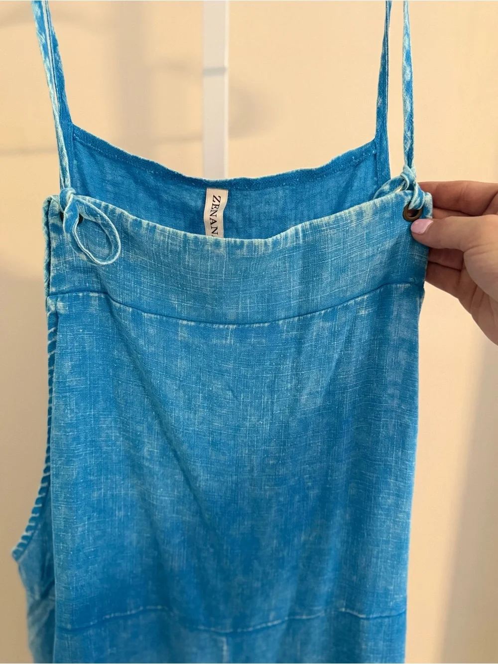 Zenana acid wash Linen-Blend Short Romper